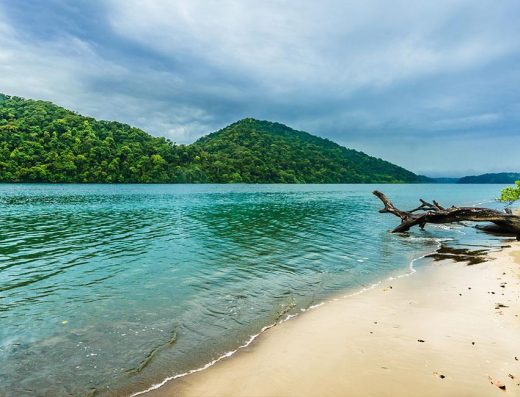 “Ensenada de Utría en el Parque Nacional Natural Utría, con manglares, selva húmeda y aguas tranquilas color esmeralda en el Pacífico colombiano.”